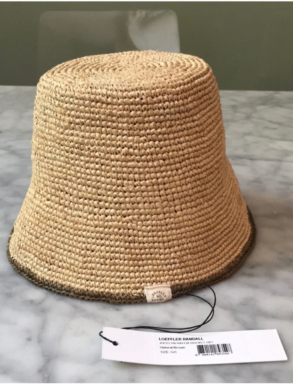 Loeffler Randall NY Woven Raffia Bucket Hat with Contrast Trim - Natural